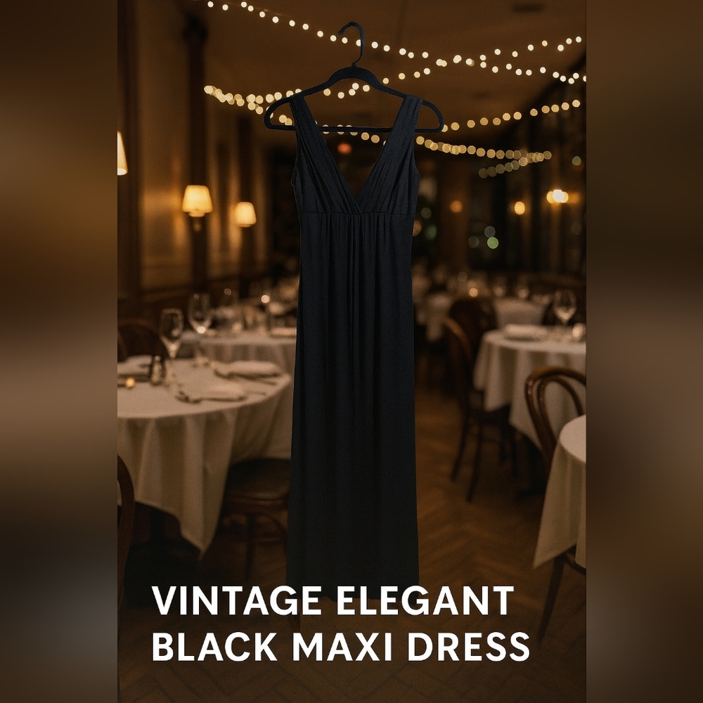 Dana Point Elegant Black Maxi Vintage Dress